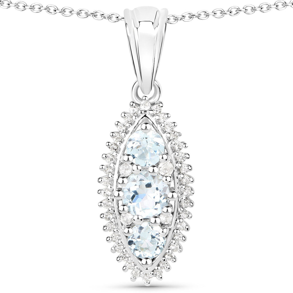 4.50 Carat Genuine Blue Topaz and White Topaz .925 Sterling Silver 3 Piece Jewelry Set (Ring, Earrings, and Pendant w/ Chain)