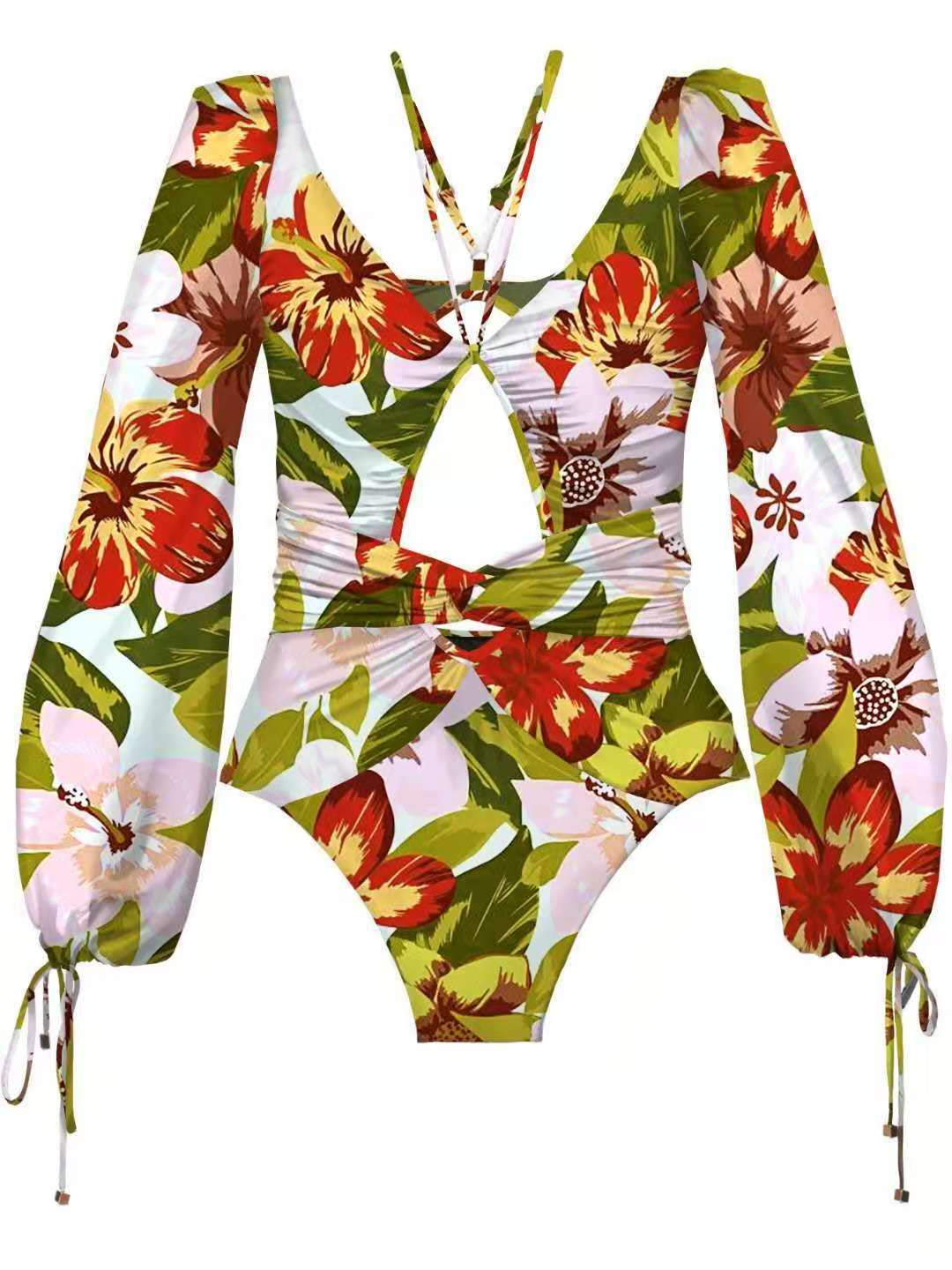 2023 New Women's Long Sleeve Printed Bikini Swimsuit