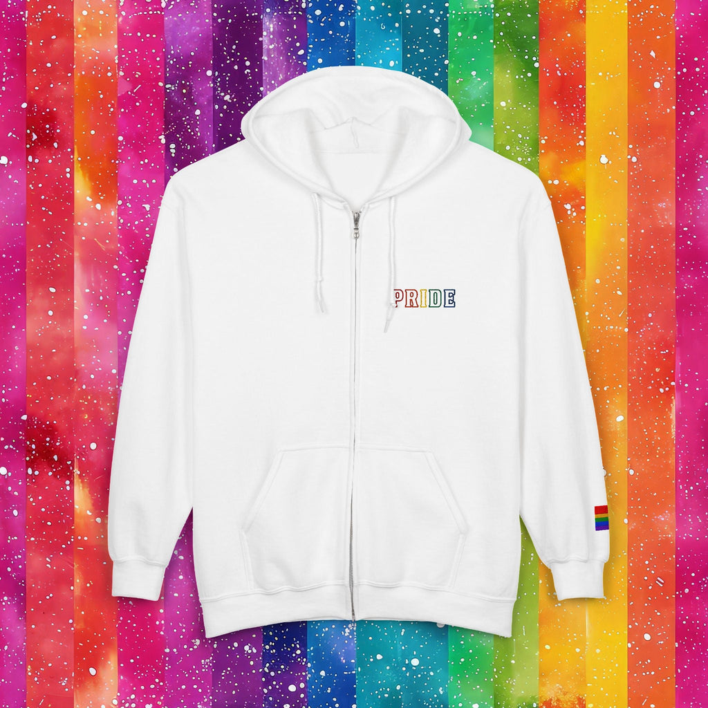 Bespattered Facade Rainbow LGBTQ+ Pride Embroidered Full-Zip Hoodie