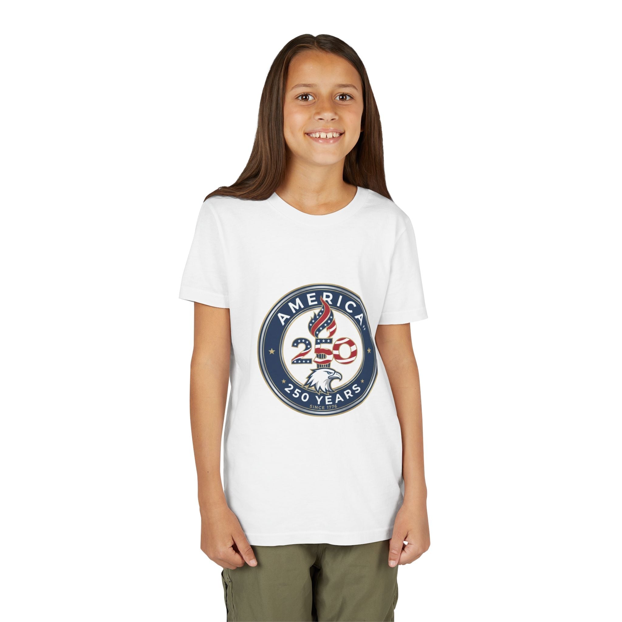 Youth Tee - America 250 Anniversary Patriotic Logo Kids T-Shirt (America 250 Years)