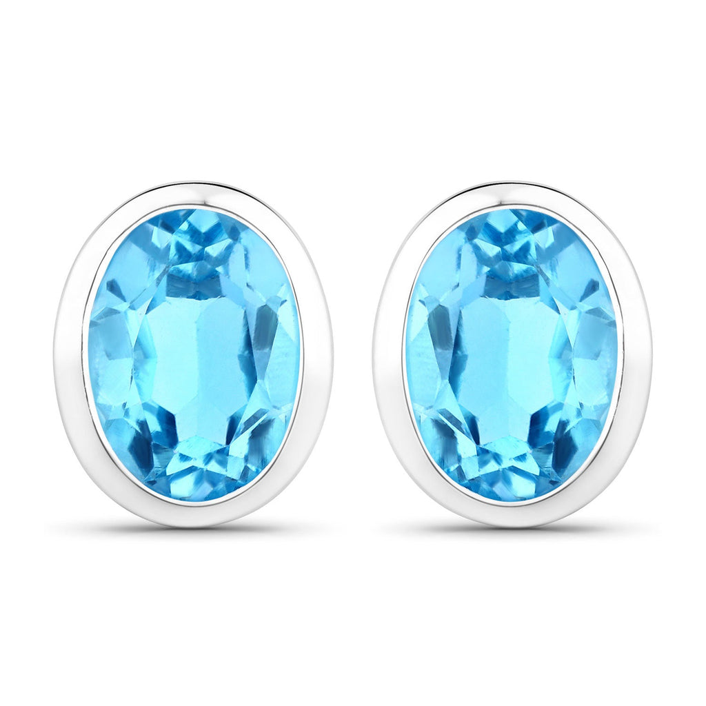 4.00 Carat Genuine Swiss Blue Topaz .925 Sterling Silver Earrings