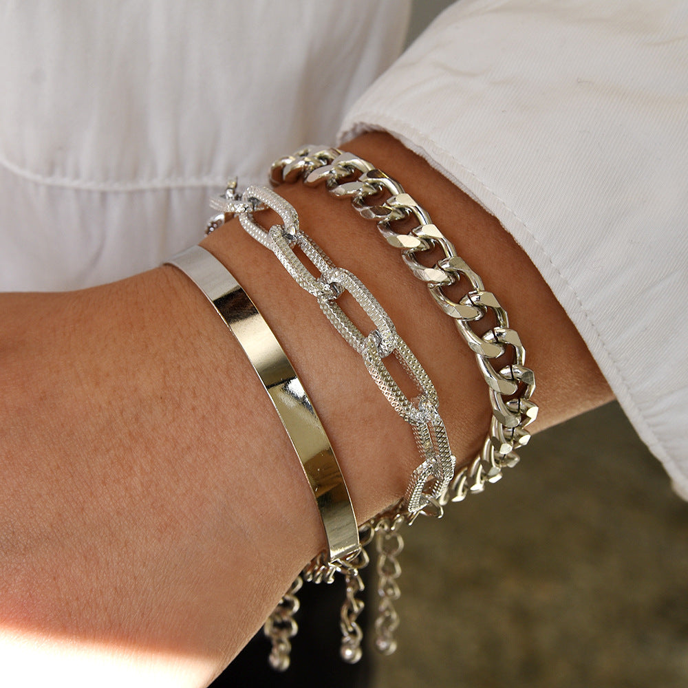 Exaggerated Punk Hemp Noodles Bracelet Set for Women