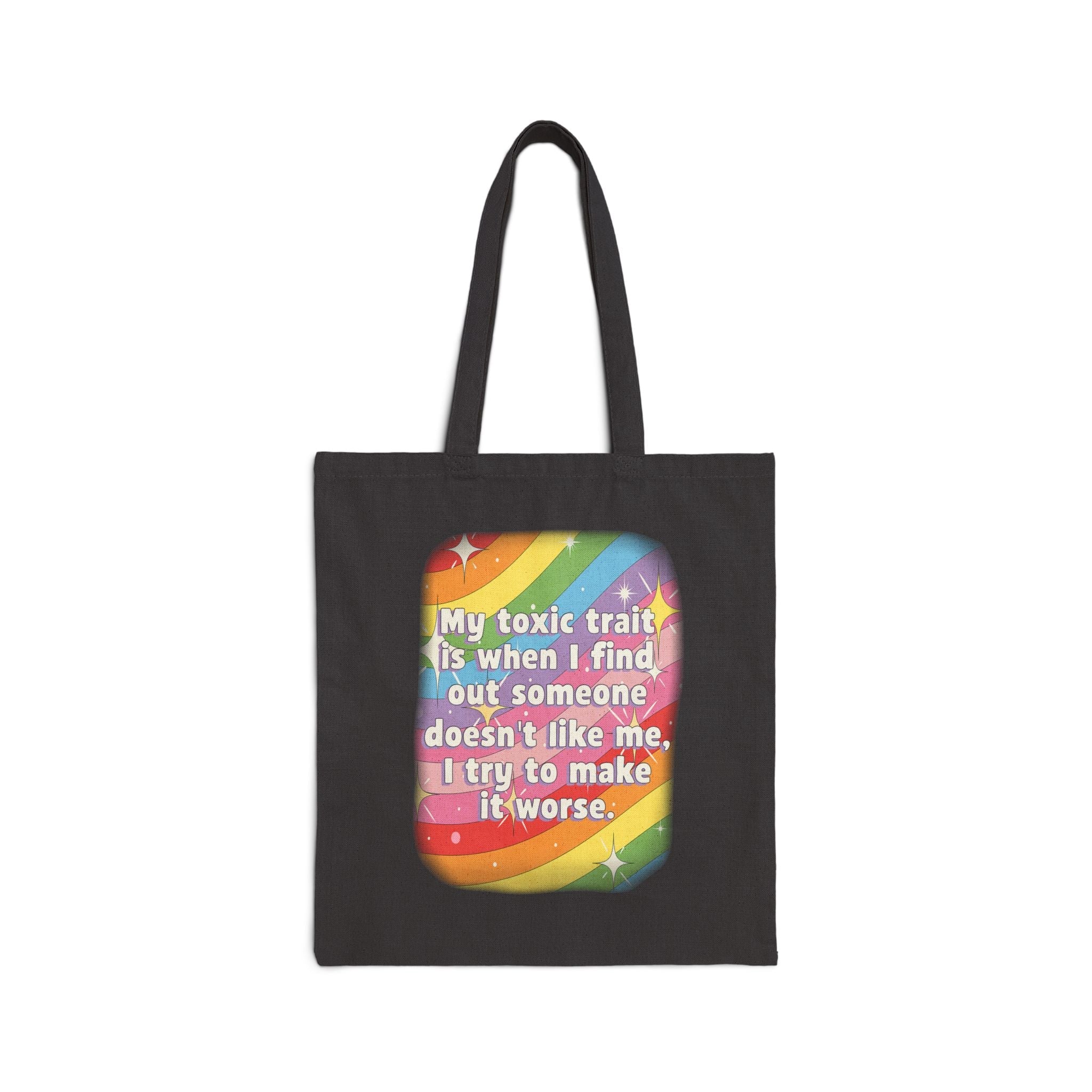 Bespattered Facade Rainbow "Toxic Trait" Canvas Tote Bag Reusable Carryall