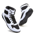 Wrestling Shoes Men Boxing Shoes for Men Pro Wrestling Boots High Top Fitness Weightlifting Powerlifting Shoes Black/White