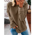 Casual Loose Fit Solid Color Long Sleeve T-shirt