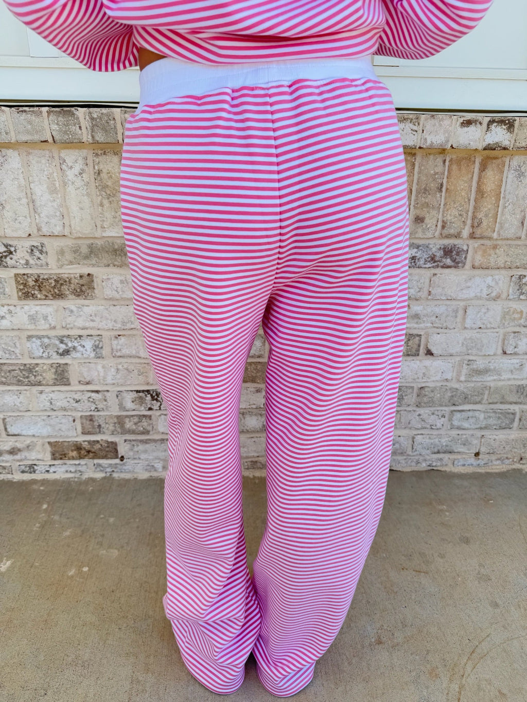 Dark Pink and White Big Striped Sweatpants