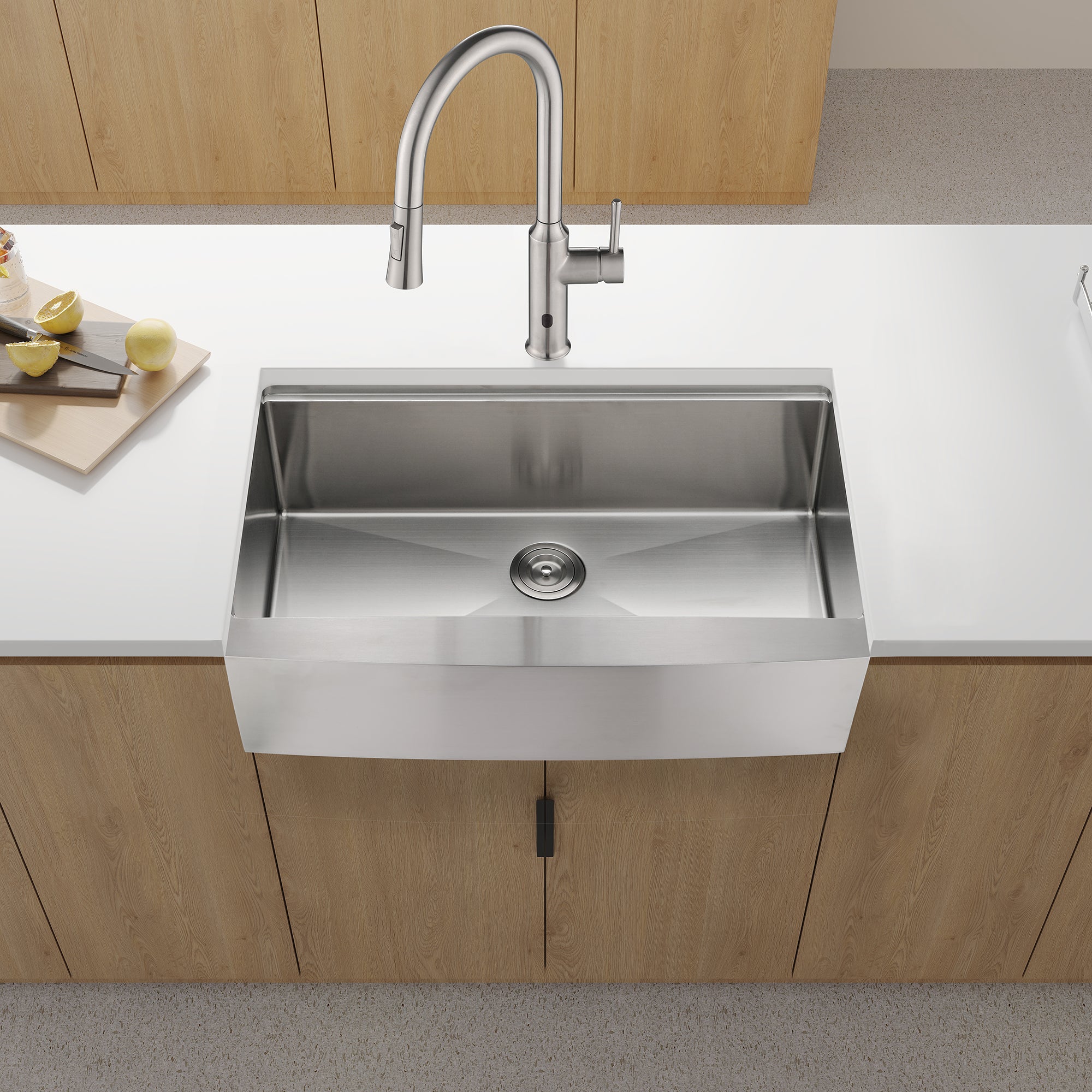 33x22x10'Farmhouse Apron Single Bowl Stainless Steel Kitchen Sink with Workstation