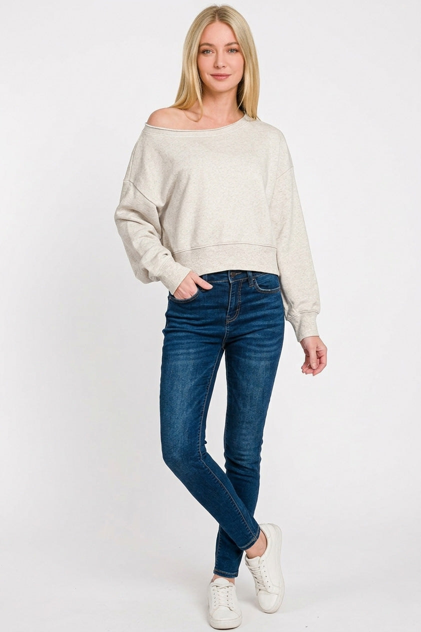Zenana Fleece Boat-neck Sweatshirt