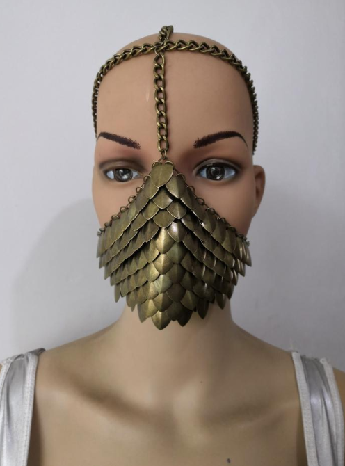 New Women's Punk Alloy Head Chain with Mask Design