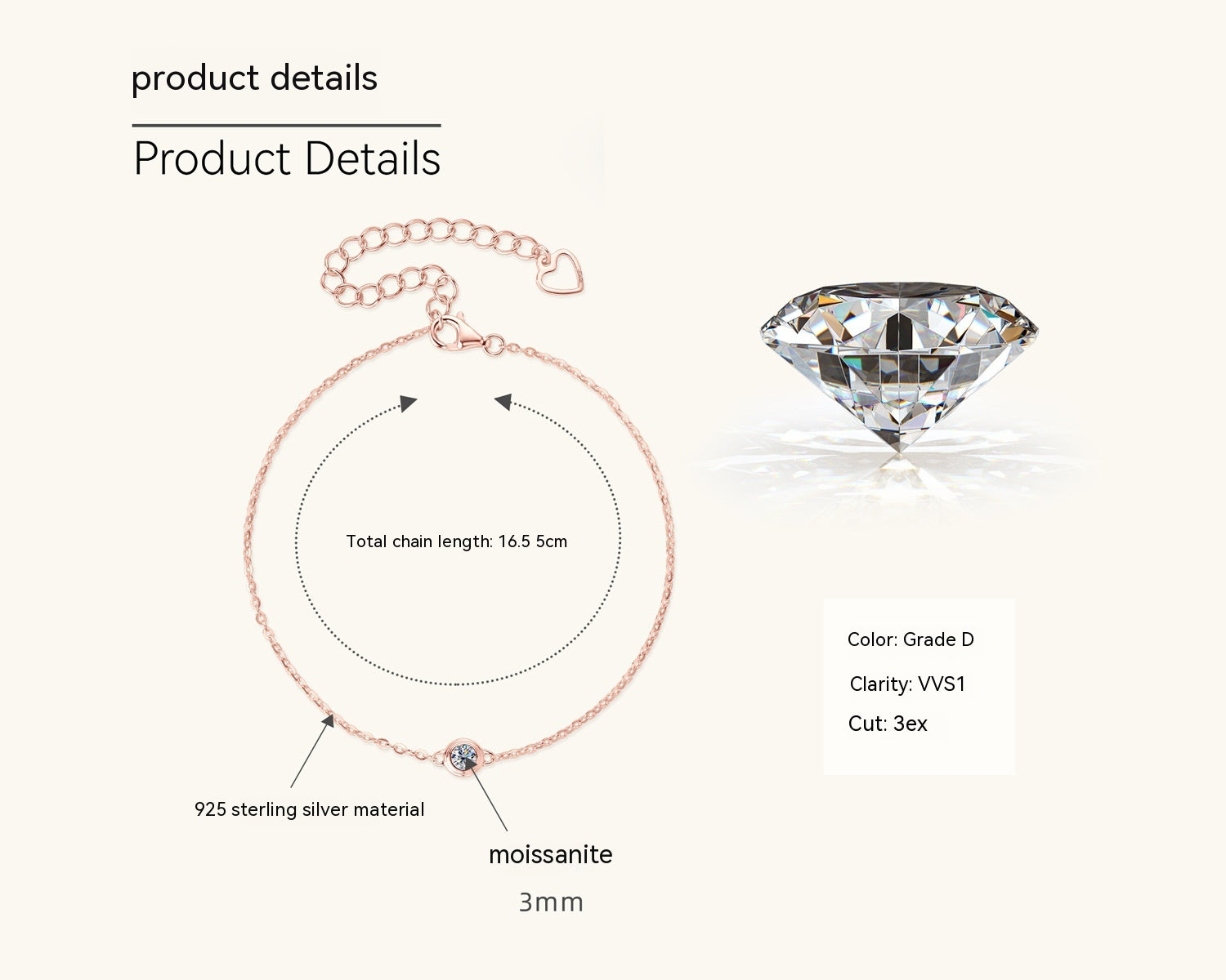 Moissanite Bracelet for Women - Unique Design