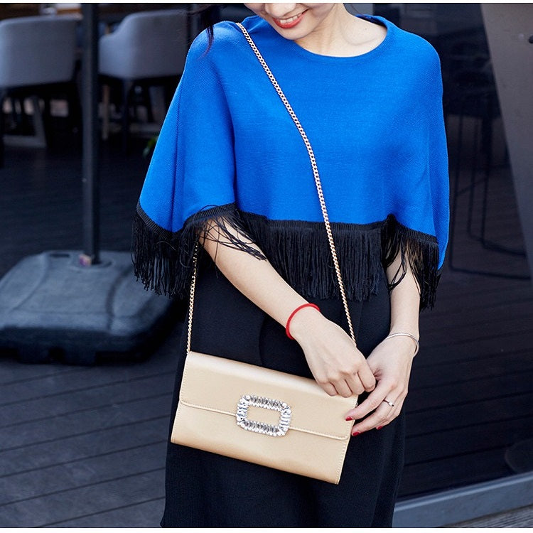 Vintage Rhinestone Satin Polyester Evening Clutch Bag