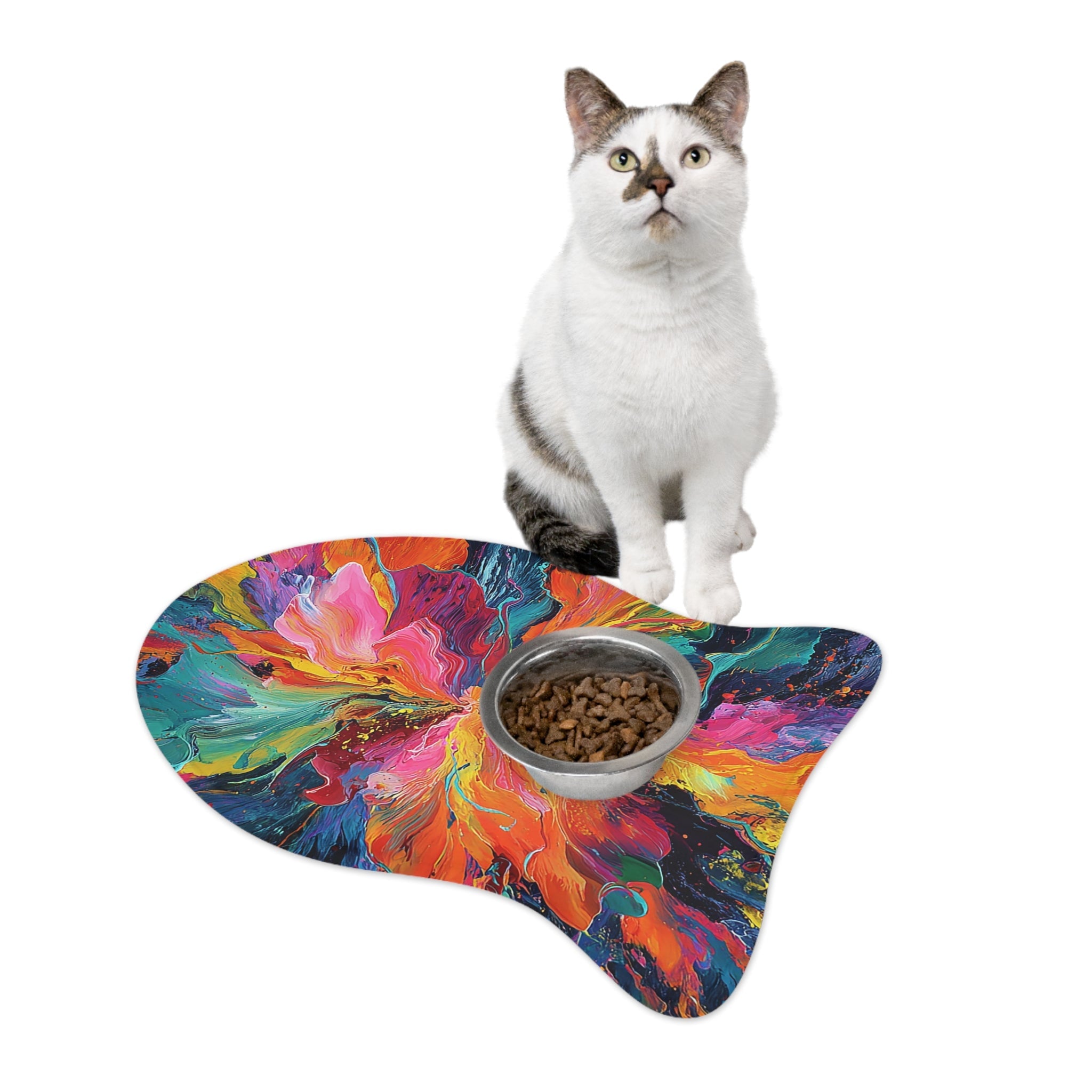 Bespattered Facade Colorful Paint Bloom Pet Feeding Mats (3 Shapes)