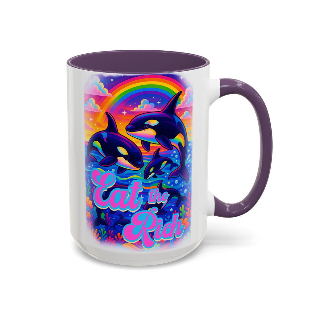 Bespattered Facade "Eat the Rich" Orcas Whimsical Rainbow Mug | Four Colors | 11oz or 15oz