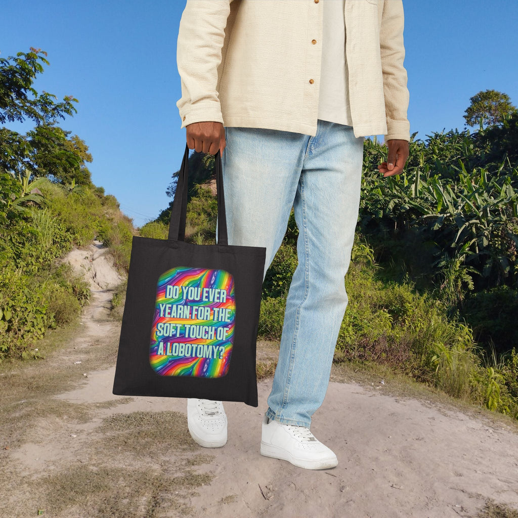Bespattered Facade Rainbow "Lobotomy" Canvas Tote Bag Reusable Carryall