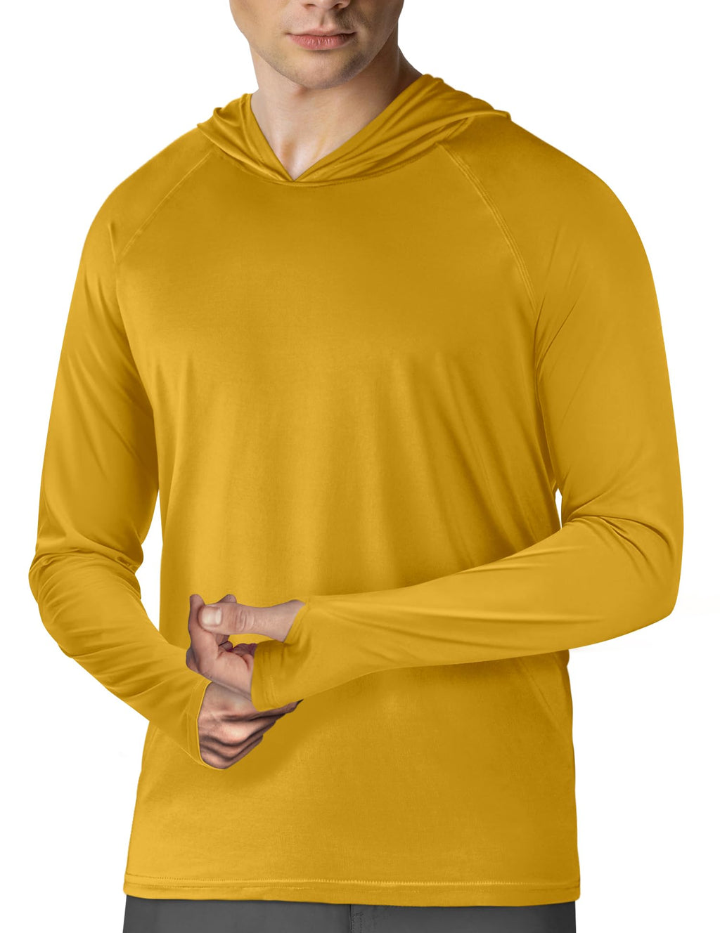 Hoodies for Men Rash Guard UPF50+ Sun Protection UV Fishing Shirts Long Sleeve Outdoor Swim Running Water Shirt Dry-fit Athletic Workout Rashguard Cooling Clothing Yellow 2XL