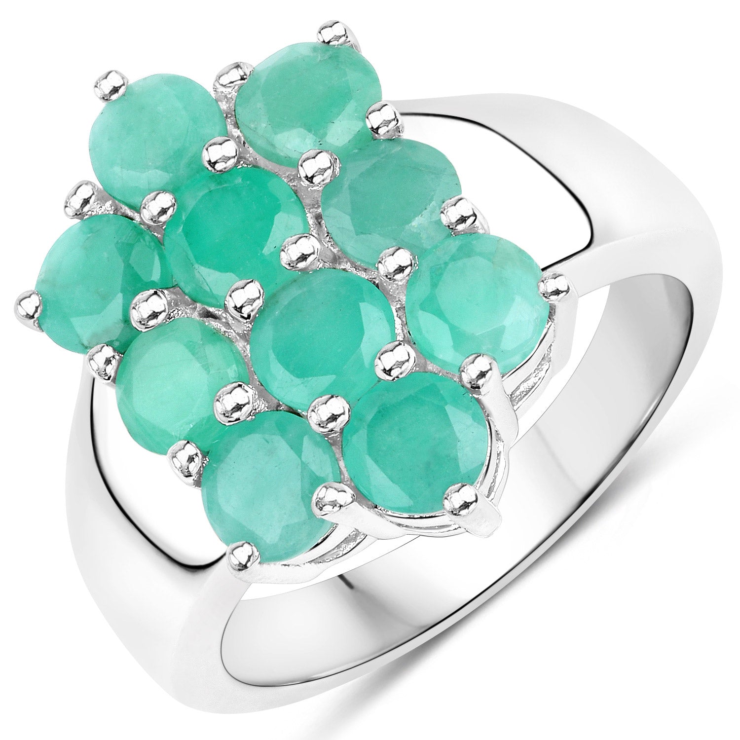 6.60 Carat Genuine Emerald .925 Sterling Silver 3 Piece Jewelry Set (Ring, Earrings, and Pendant w/ Chain)