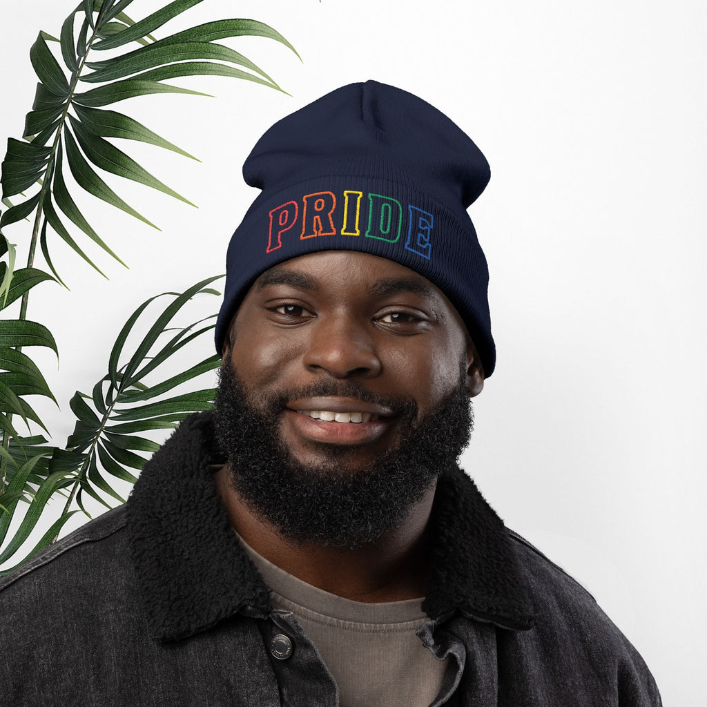 Bespattered Facade Rainbow LGBTQ+ Pride Embroidered Knit Beanie