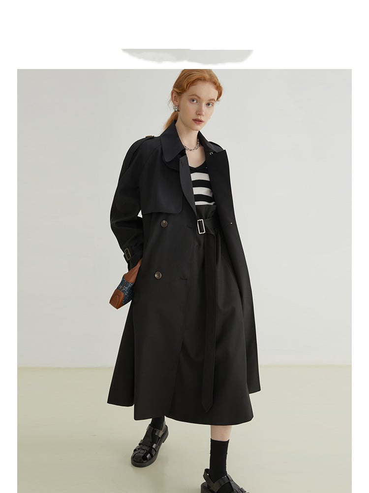 British Double-breasted Loose Mid-length Coat