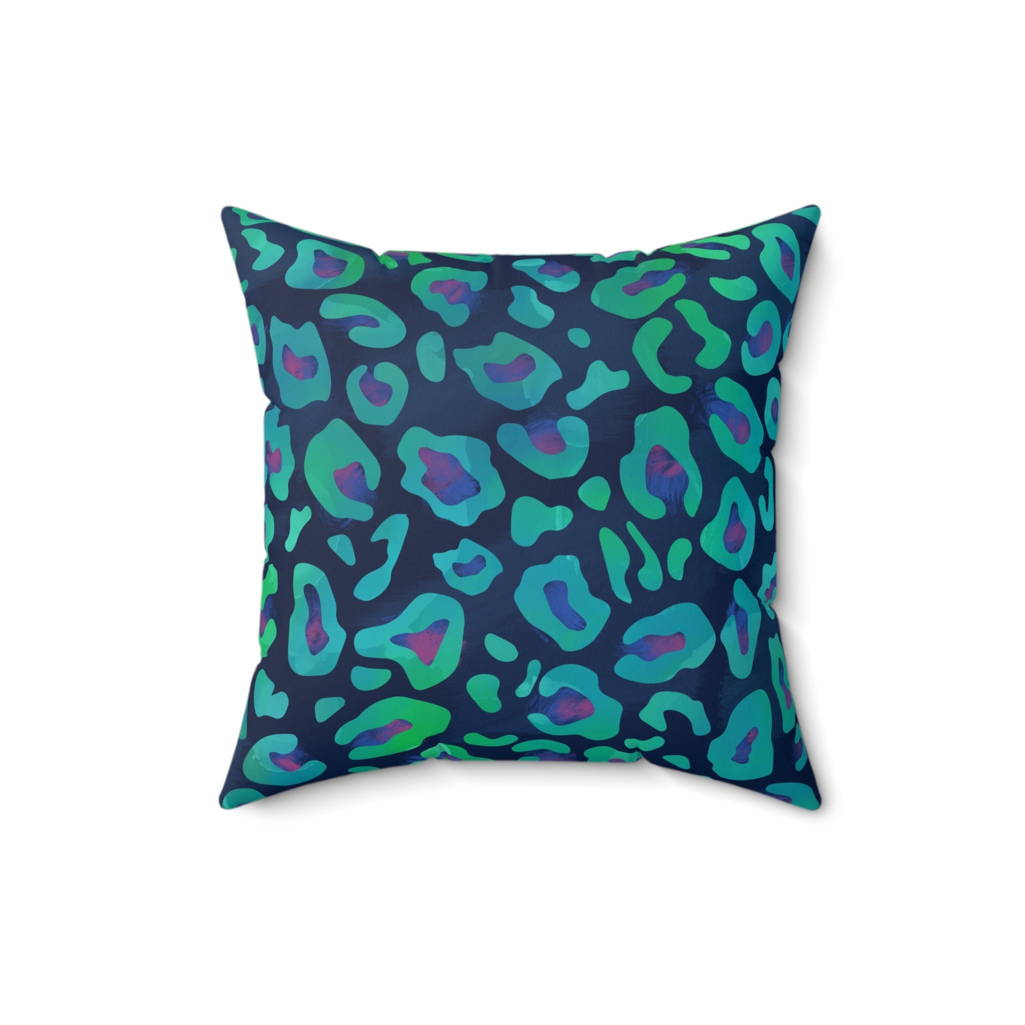 Bespattered Facade Emerald Leopard Square Throw Pillow | 4 Sizes