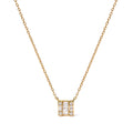 10K Yellow Gold 1/10 Cttw Round and Baguette Diamond Mosaic Composite Square 18" Inch Pendant Necklace (H-I Color, I1-I2 Clarity)