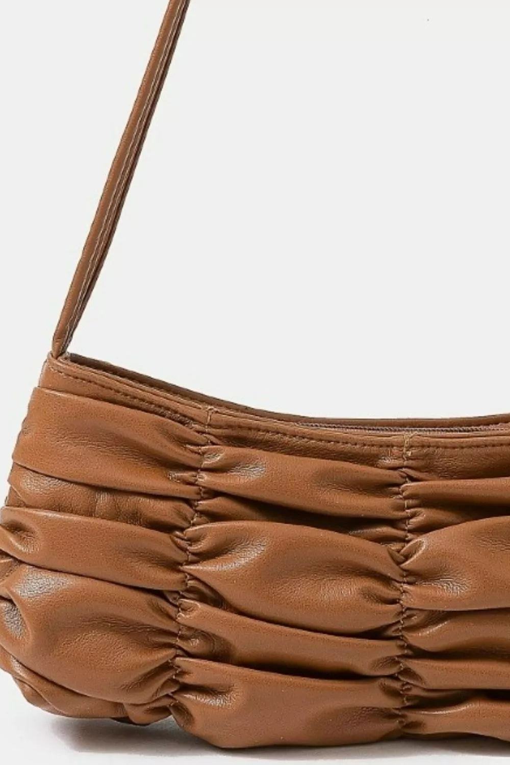 Fame Segmented Pleated Faux Leather Hand Bag