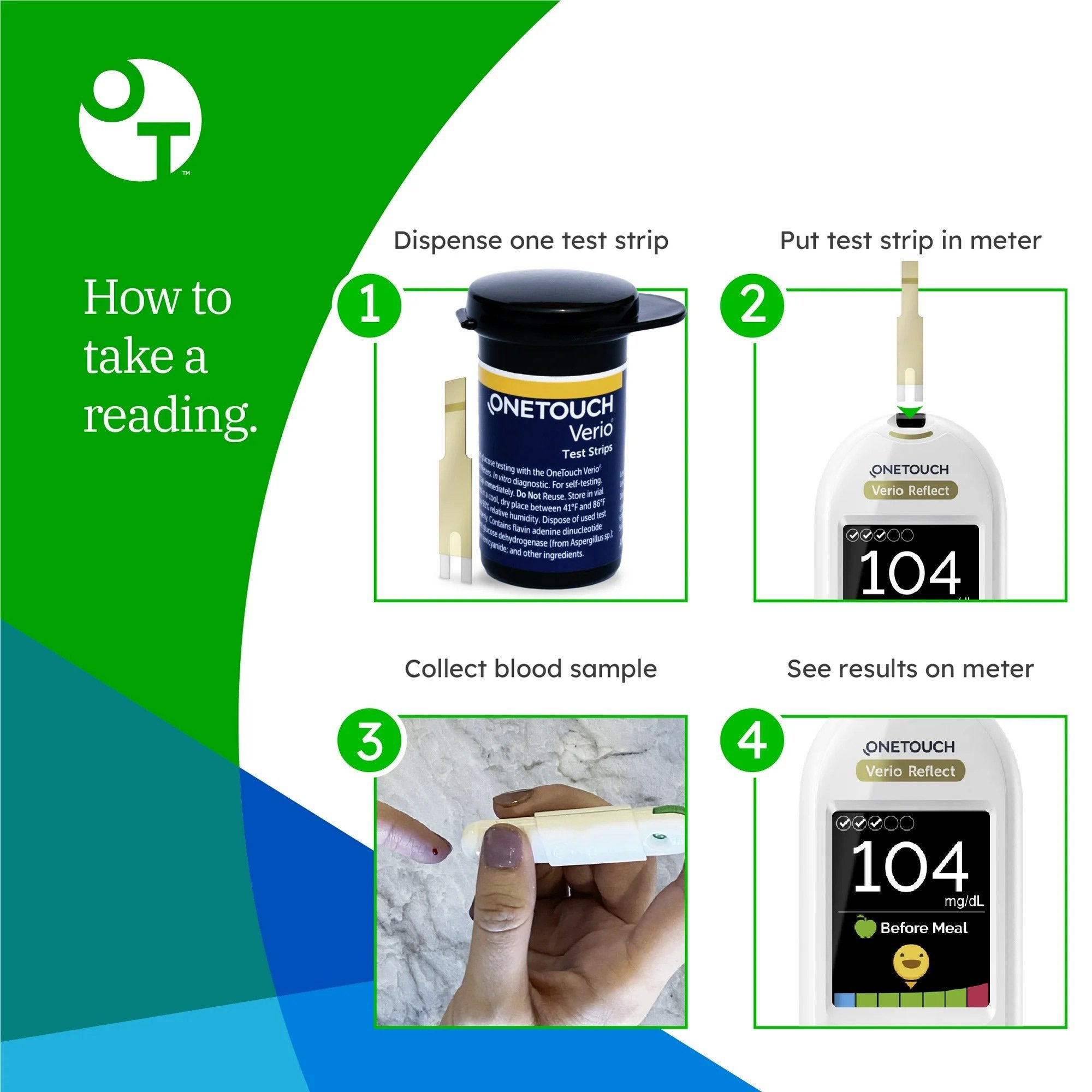 Blood Glucose Test Strips OneTouch® Verio® 50 Strips per Pack 022978