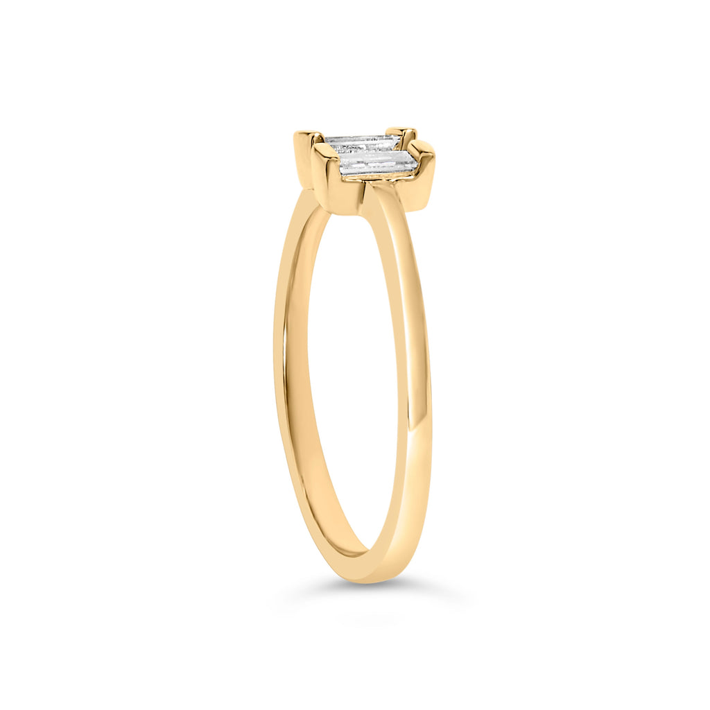 14K Yellow Gold Plated Sterling Silver 1/5 Cttw Baguette Diamond Open Band Ring