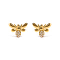 10K Yellow Gold Diamond Accented Bumble Bee Stud Earring (H-I Color, I1-I2 Clarity)