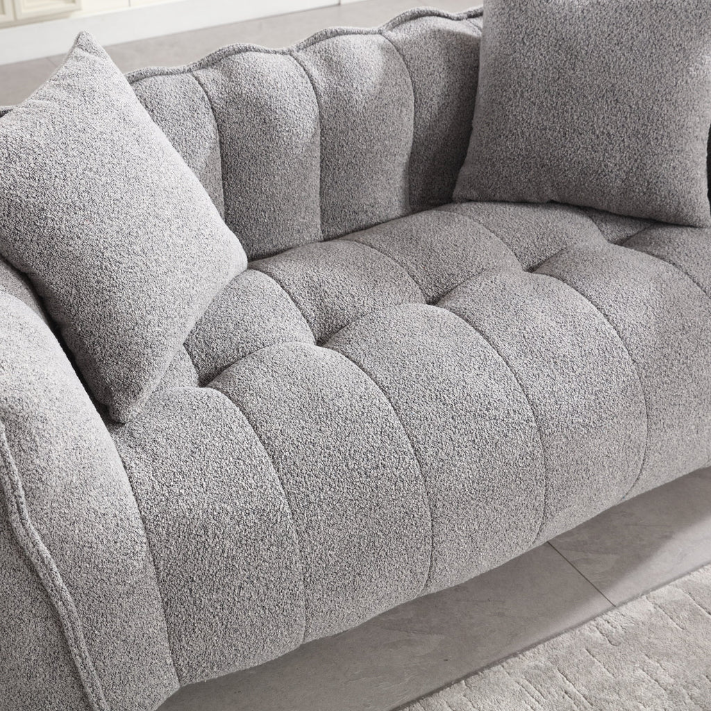 Cozy Beanbag Chair with High Resilience Foam Core for Two - Grey Chenille, 66x35x25 inches