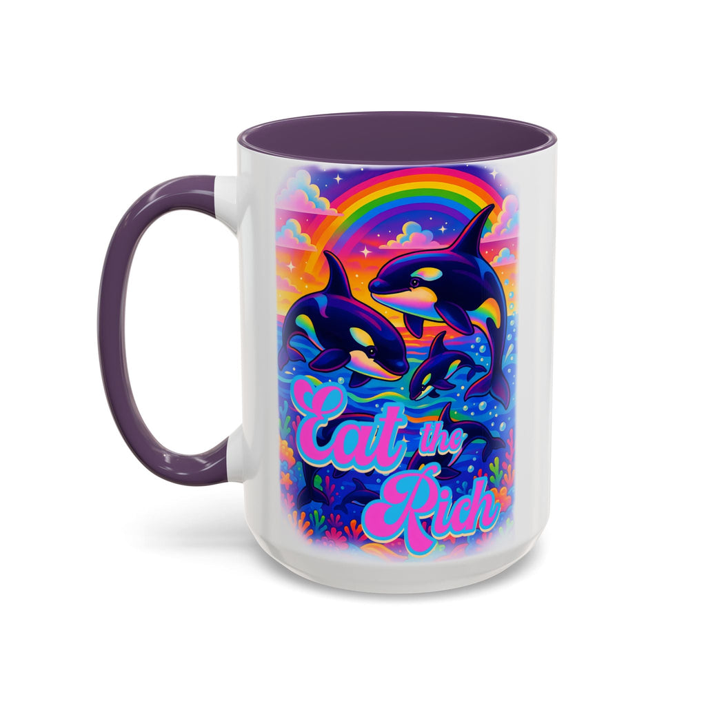 Bespattered Facade "Eat the Rich" Orcas Whimsical Rainbow Mug | Four Colors | 11oz or 15oz