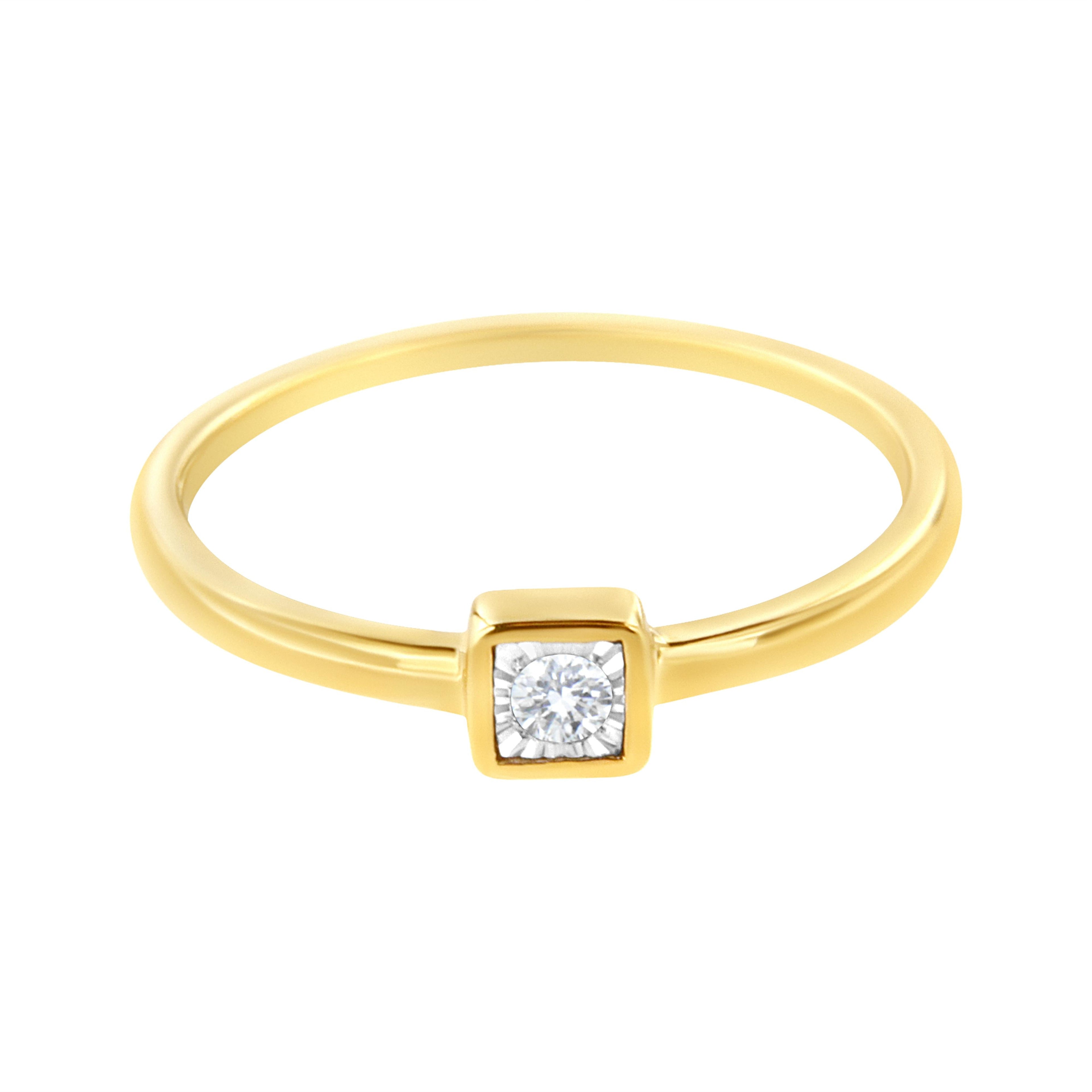 14K Yellow Gold Plated .925 Sterling Silver 1/20 cttw Miracle Set Diamond Promise Ring (J-K Color, I1-I2 Clarity) - Size 6