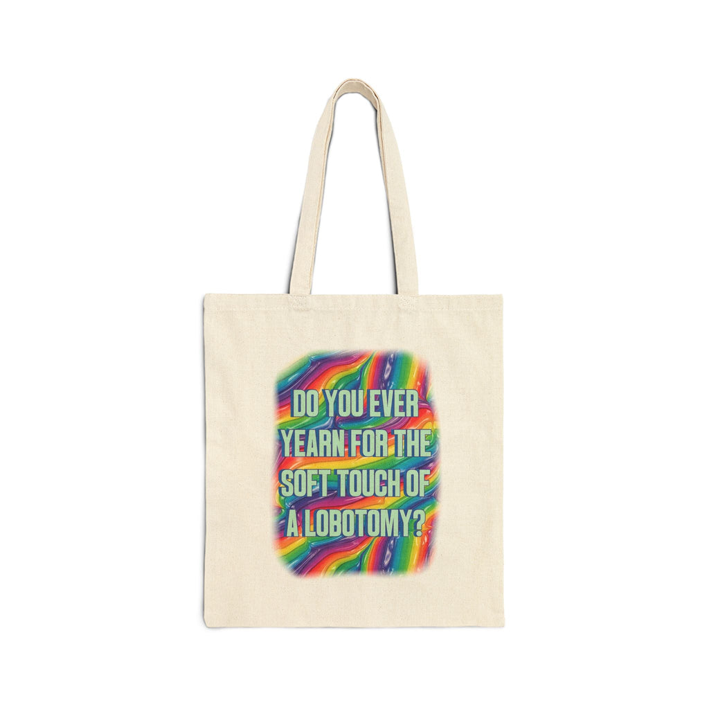 Bespattered Facade Rainbow "Lobotomy" Canvas Tote Bag Reusable Carryall