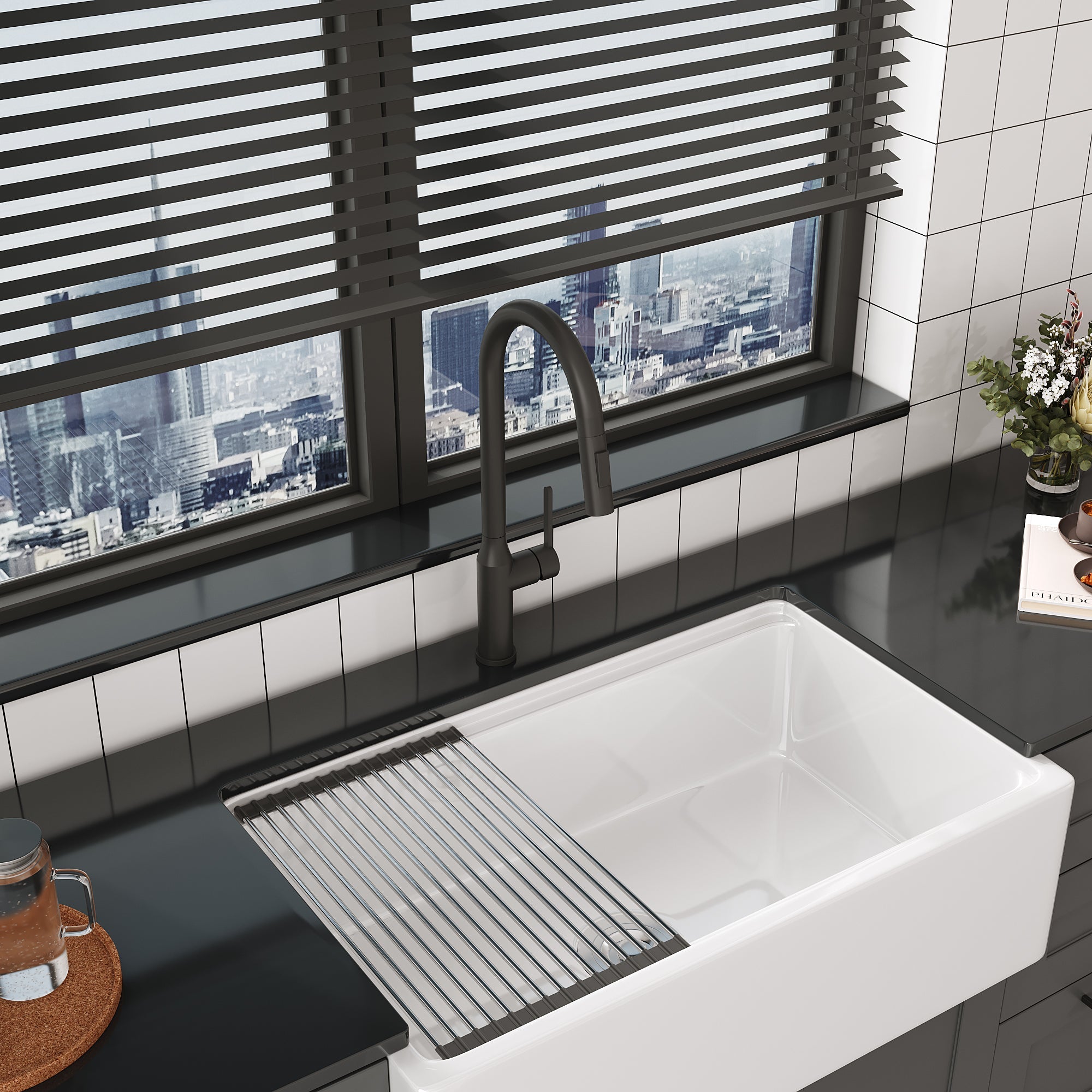 Bothwa Home 18.83' CUPC Certified Pull-down Kitchen Faucet (Matt Black Finish)