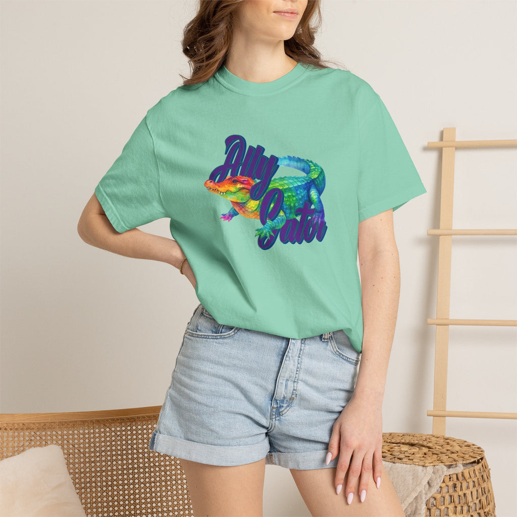 Bespattered Facade Rainbow Ally Gator Colorful LGBTQ+ Pride Premium Unisex Comfort Colors Garment Dyed 100% Cotton T-Shirt
