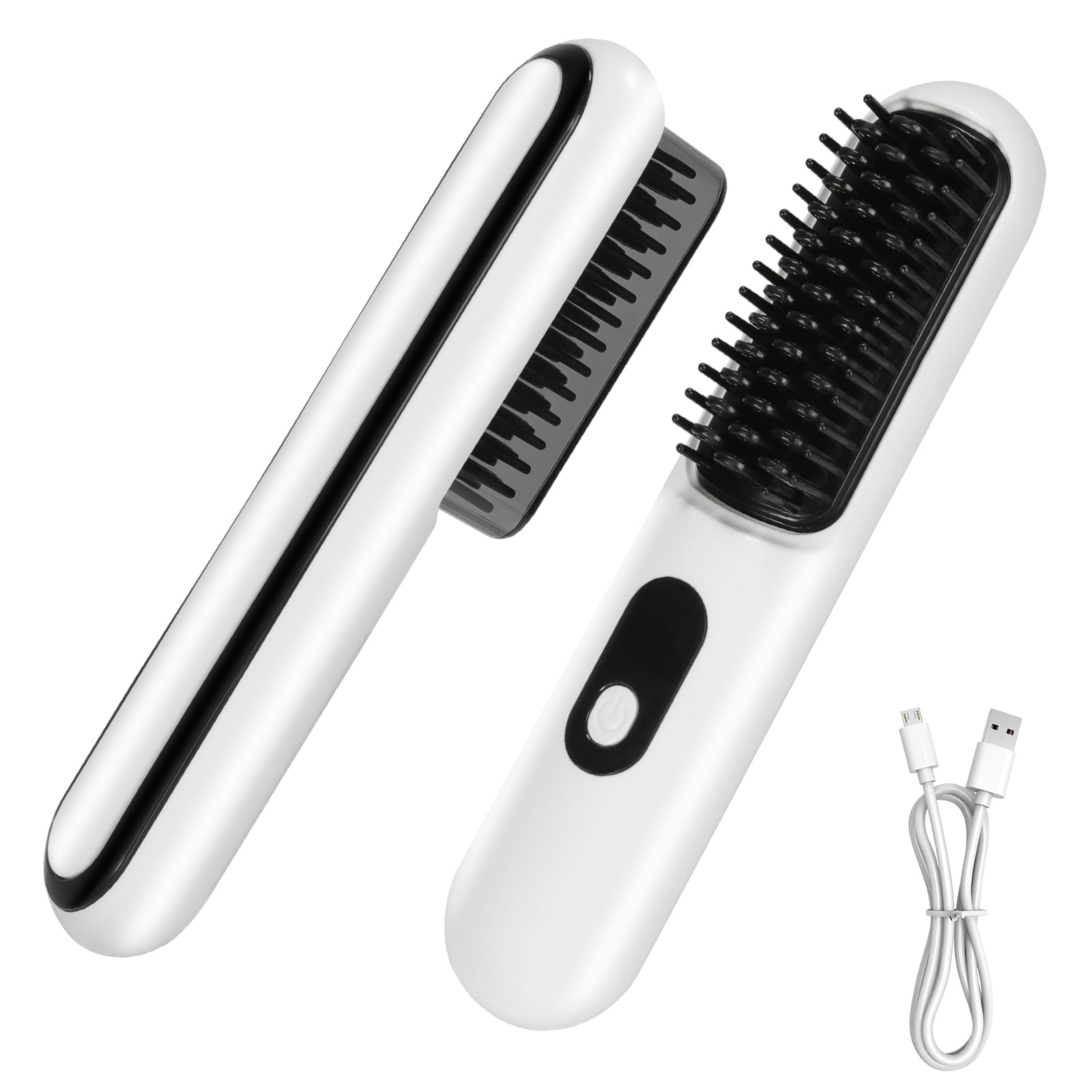 Cordless Hair Straightener Brush Mini Portable Straightening Brush for Travel USB Rechargeable Negative Ion Hot Comb Straightener for Lightweight Carry Handbag Storage Touch Up Busy Commute