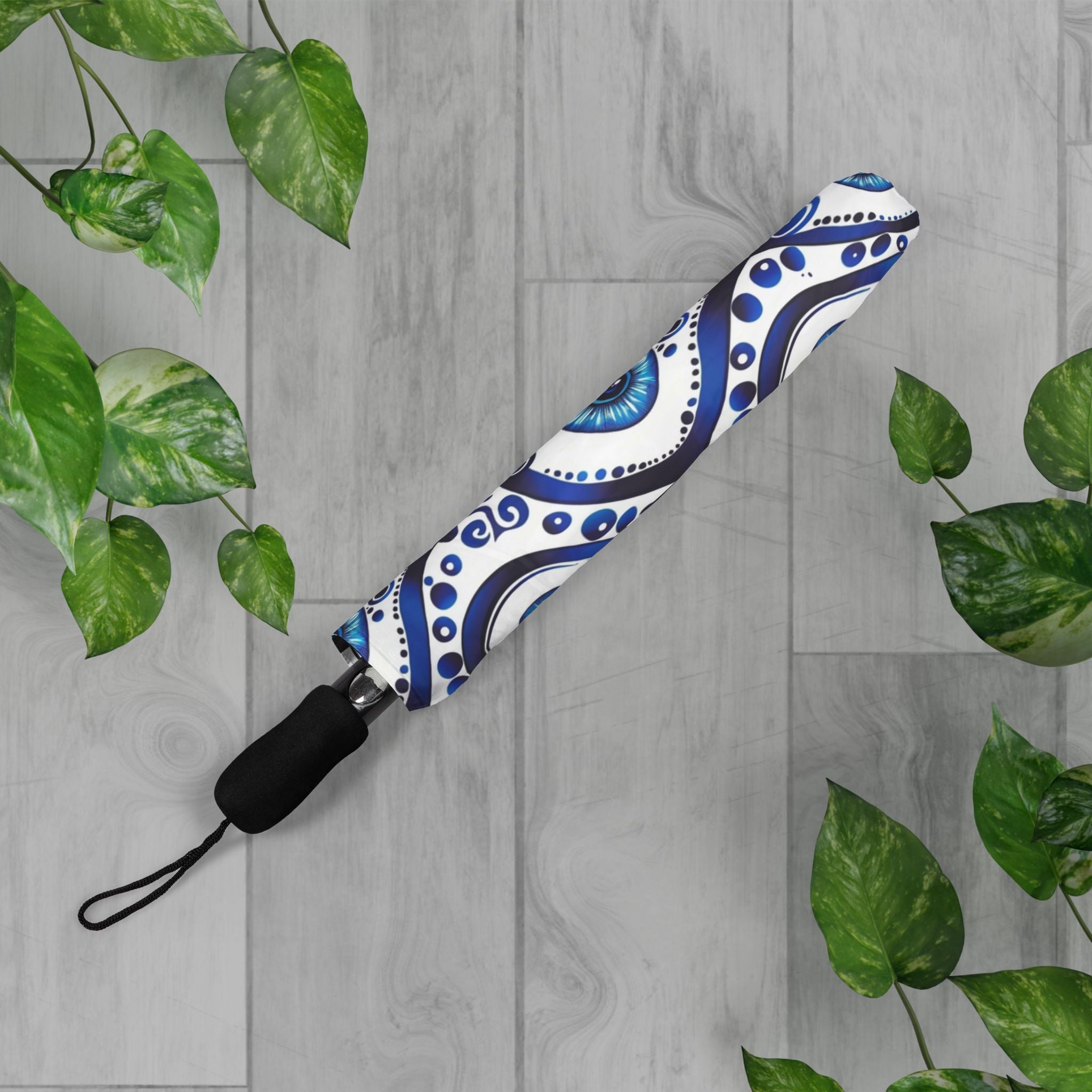 Evil Eye Foldable Umbrella — Compact Semi-Automatic Rain Parasol