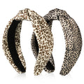 obeoby 2 Pack Knotted Headband for Women Leopard Print Wide Headbands Non Slip Hair Band Fashion Headband Hair Accessories