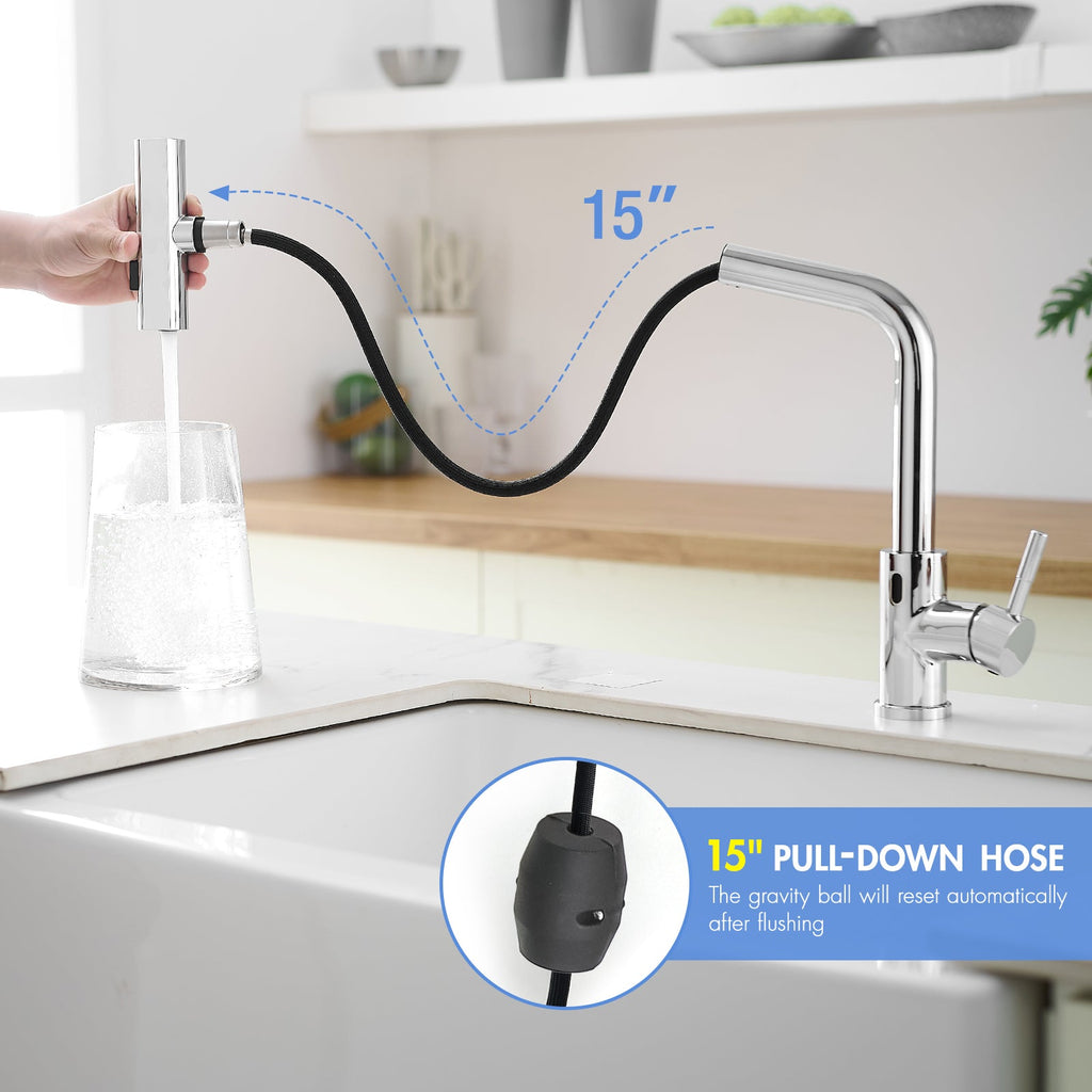 Touchless Kitchen Faucet, Hands Free Automatic Smart Kitchen Faucet, Stainless Steel Touchless Kitchen Faucet