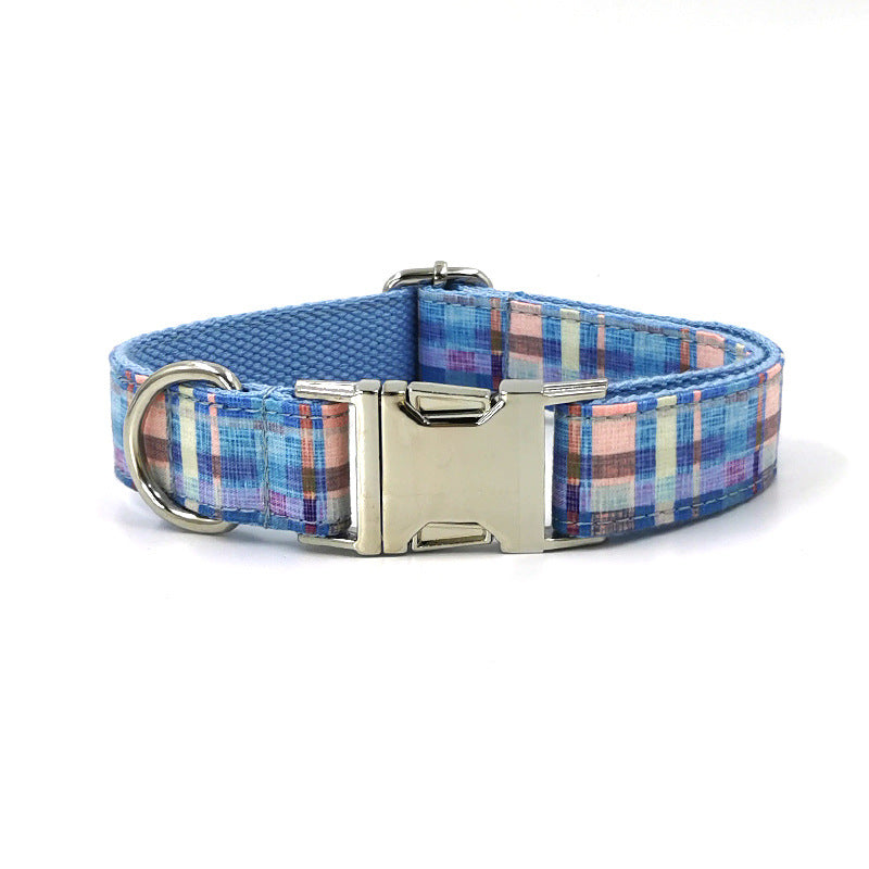 Plaid Dog Collar with Bow Tie and Bow Set