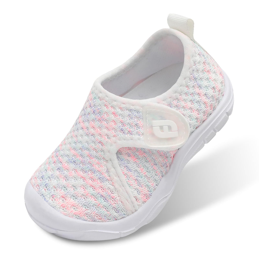 JOINFREE Boys Toddler Barefoot Shoes Breathable Kids Sneakers Lightweight Walking Shoes Girls Slip On Tennie Shoes Protect Toes Primary School Students Sports Shoes Nesh Outdoor WhitePink 9 Toddler