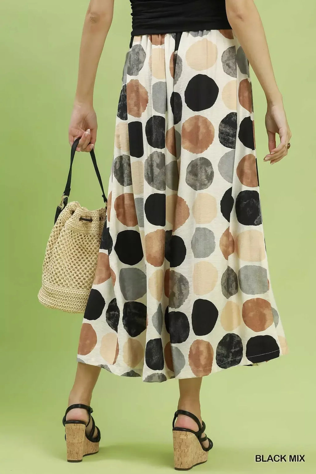 Umgee Dot Print Wide Leg Pants