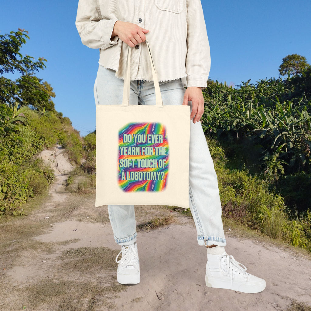 Bespattered Facade Rainbow "Lobotomy" Canvas Tote Bag Reusable Carryall