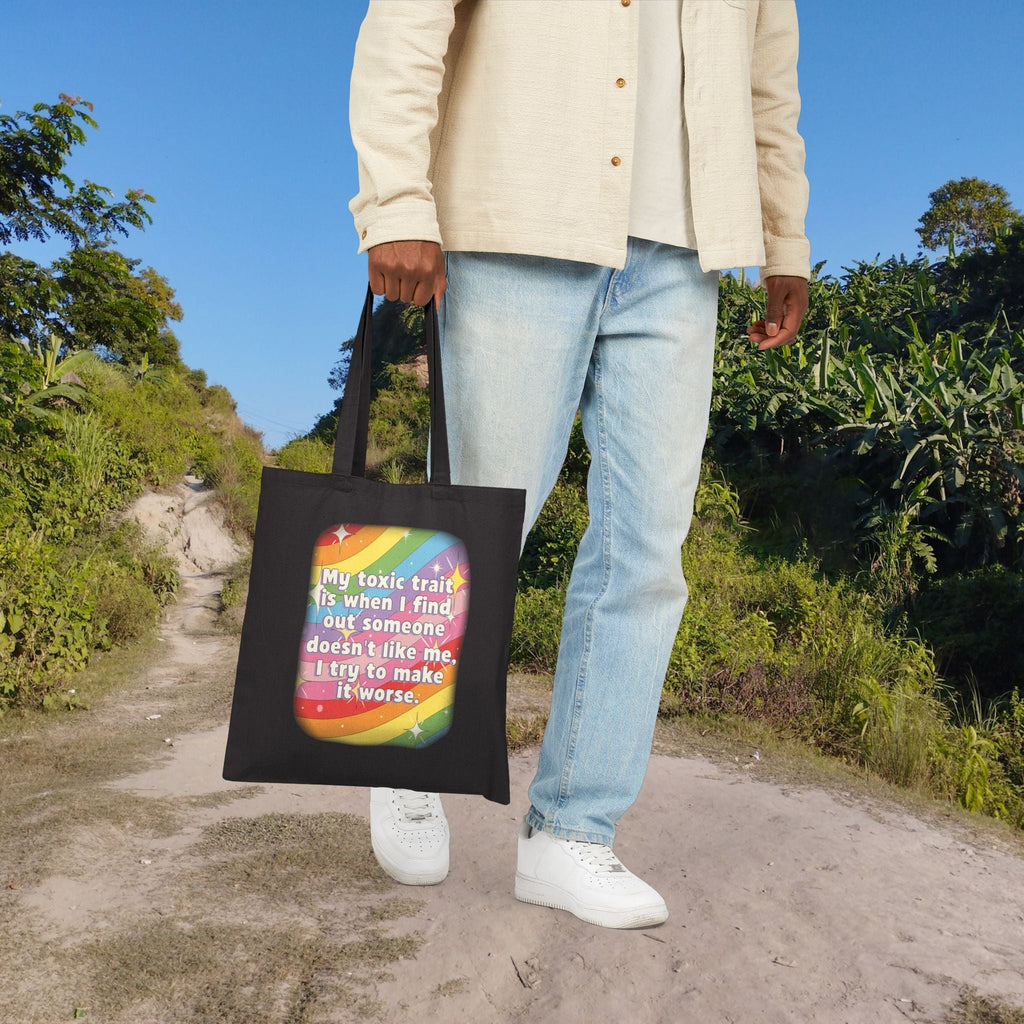Bespattered Facade Rainbow "Toxic Trait" Canvas Tote Bag Reusable Carryall