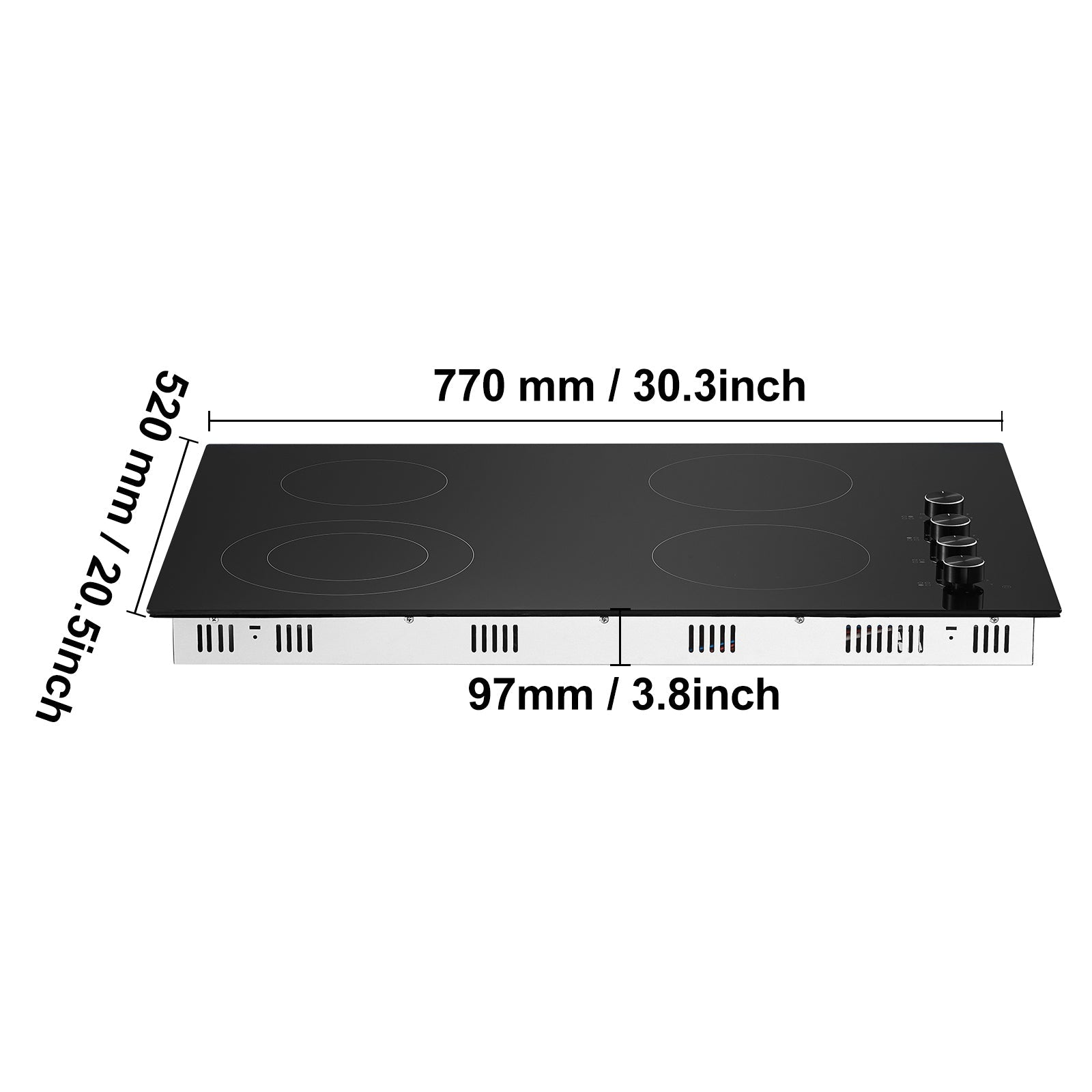 Built-in Electric Cooktop Radiant Ceramic Cooktop 4 Burners 30.3x20.5 inch