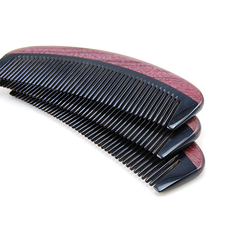 Natural Purple Heart Wood and Horn Hair Comb