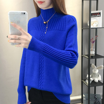 Korean High-Neck Women's Knitted Sweater for Fall/Winter