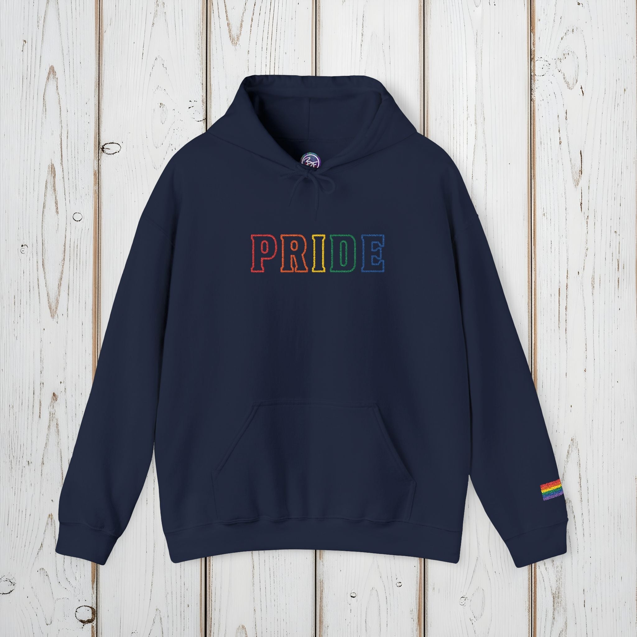 Bespattered Facade Pride Rainbow LGBTQ+ Embroidered Unisex Heavy Blend™ Hooded Sweatshirt