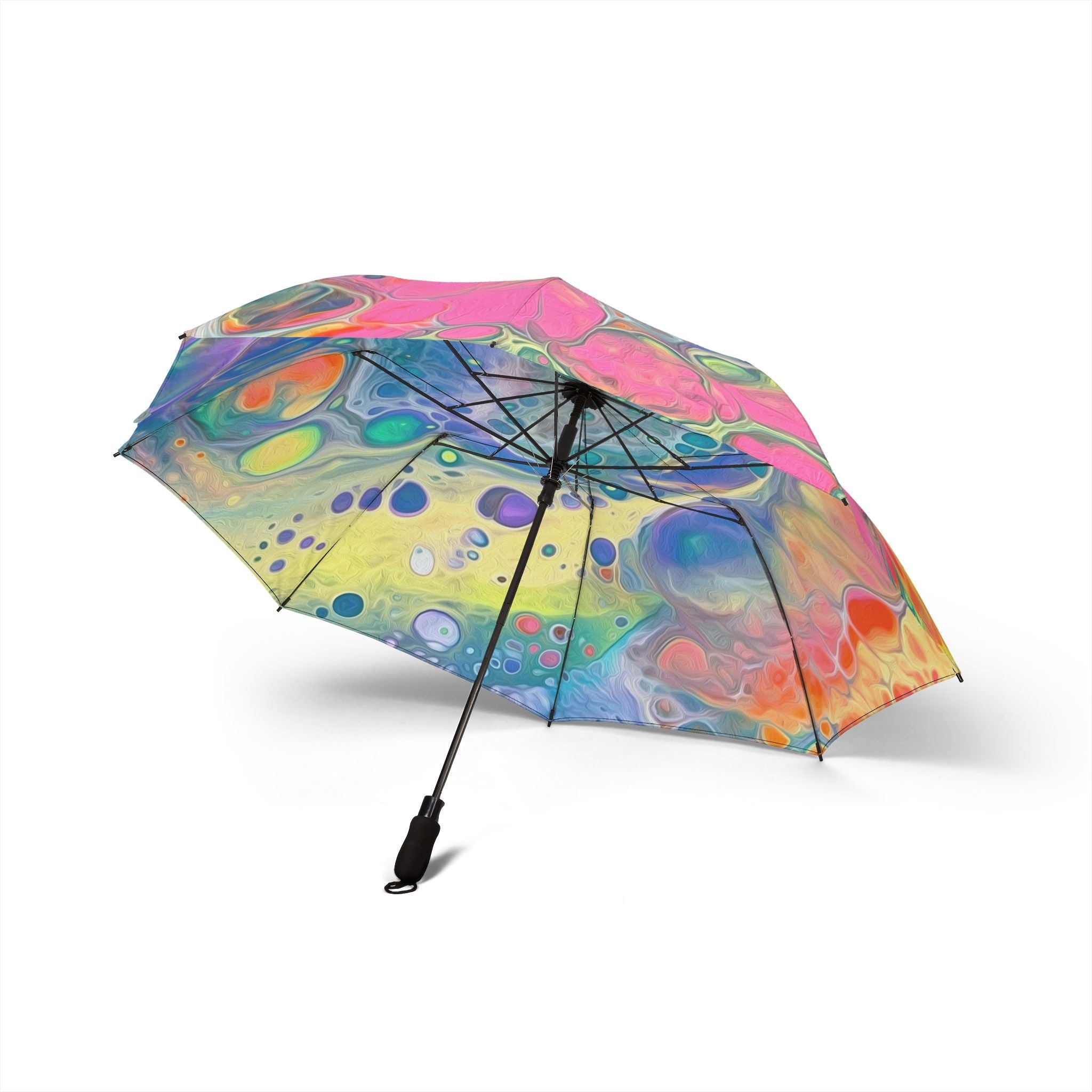 Unicorn Pastel Rainbow Foldable Umbrella — Compact Semi-Automatic Rain Parasol