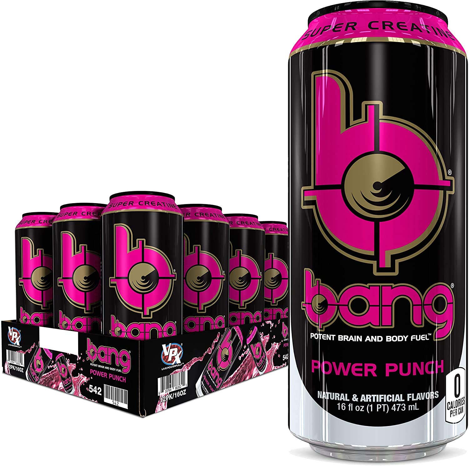 Bang Energy Power Punch Sugar-Free Energy Drink 16-Ounce (Pack of 12)