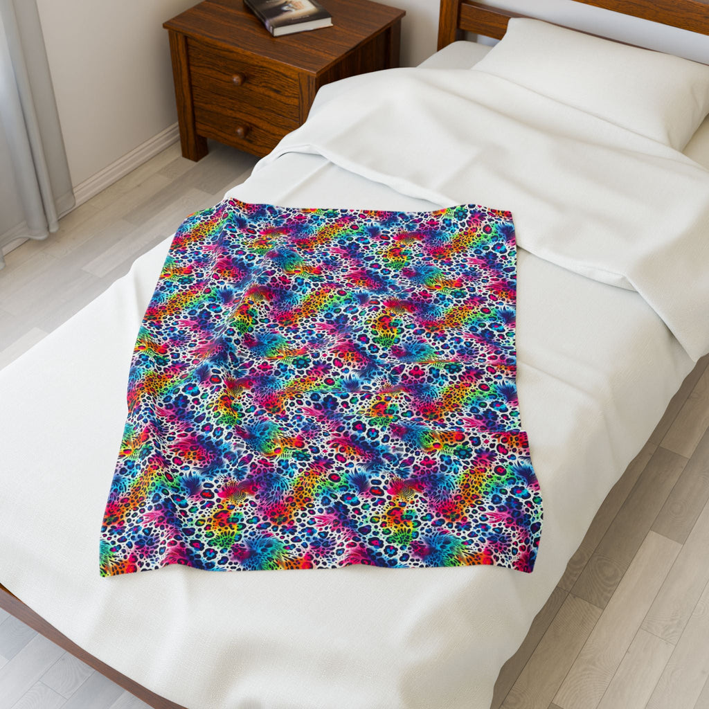 Bespattered Facade Neon Animal Print Velveteen Plush Blanket | 3 Sizes